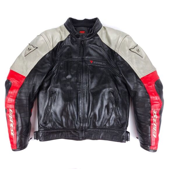 DAINESE Zen EVO Perforated Jacket Black Red Leather Padded Moto Racer Biker - Picture 6 of 16